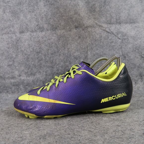 Nike Shoes Kids 5 Cleats Soccer Mercurial FG Sports Athletic Purple Volt Youth - Picture 4 of 16